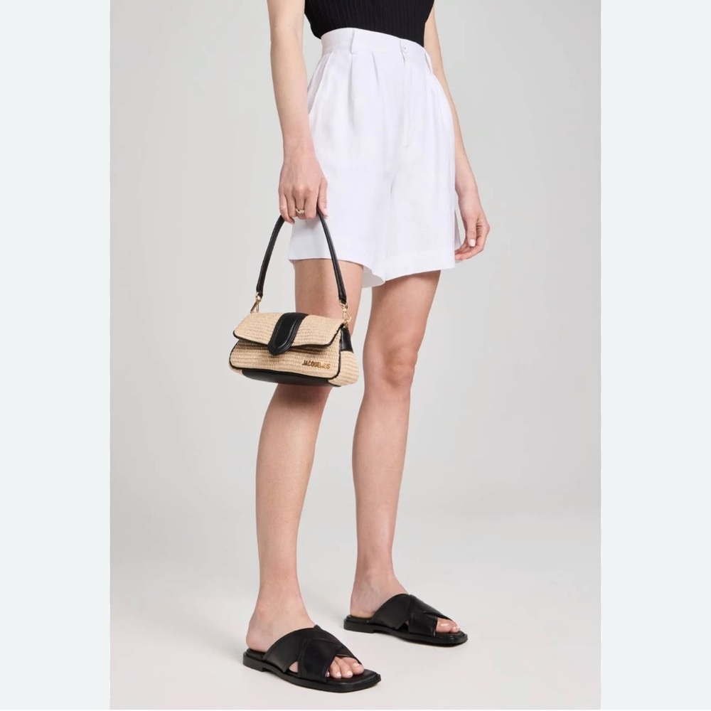 Freda Salvador Marta Black Leather Criss Cross Slide Sandal Flat Minimalist 7.5 - Picture 12 of 15